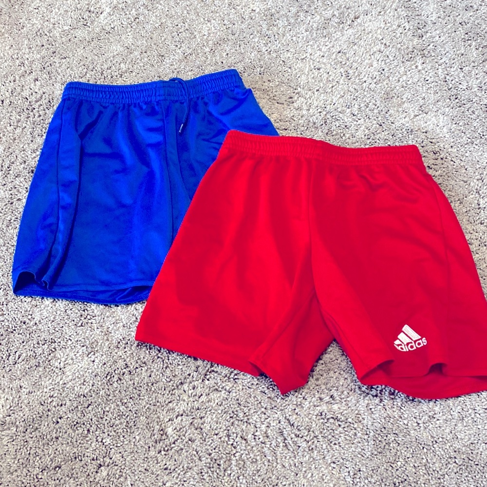 2 adidas brand athletic shorts